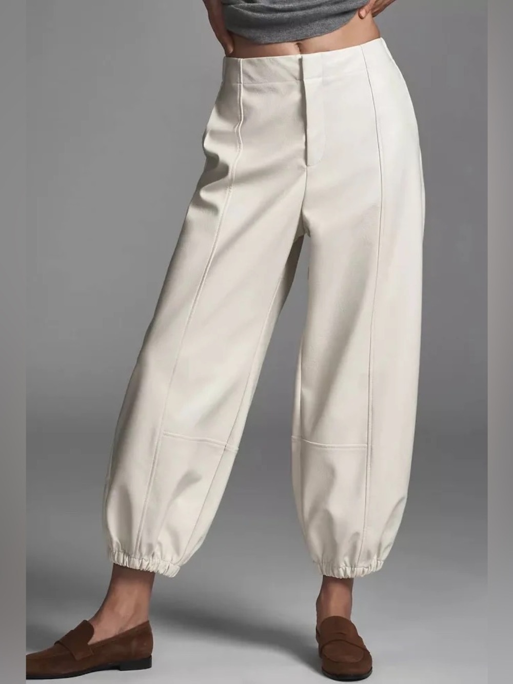 Maeve Faux-Leather Clean Seam Balloon Pants